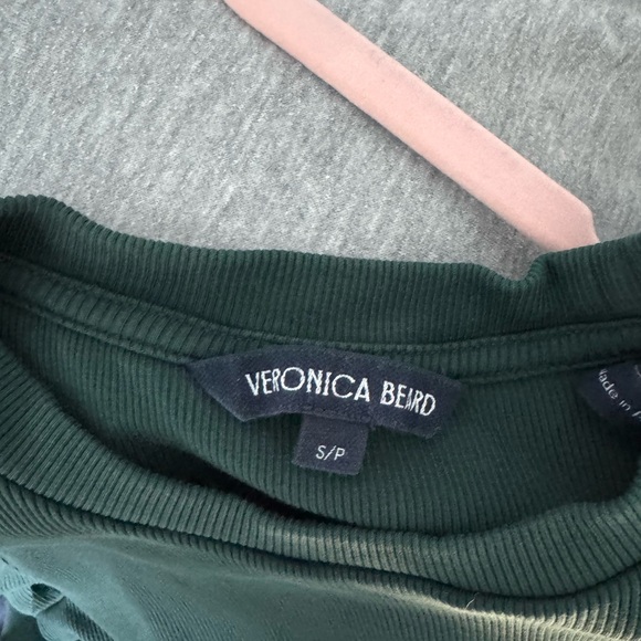 veronica beard dark green puff sleeve ribbed long sleeve top size small - Picture 3 of 3